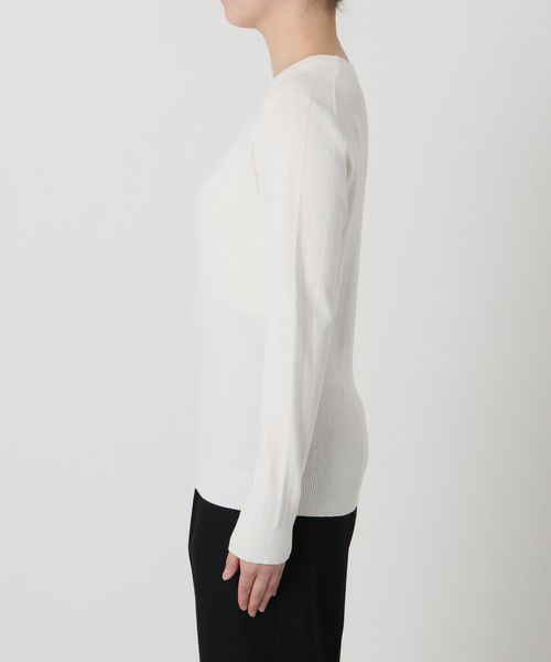 VERMEIL par iena(ヴェルメイユパーイエナ)の「ランダムRIB クルーネックロングスリーブプルオーバー(ニット/セーター・レディース・ピンク/ホワイト/ブラック・FREE)」の11枚目の写真