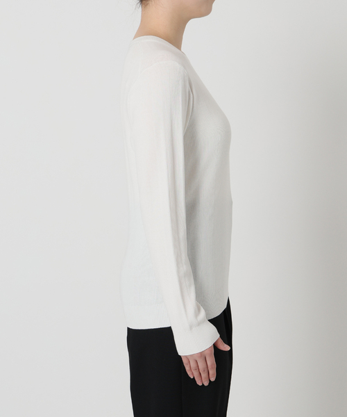 VERMEIL par iena(ヴェルメイユパーイエナ)の「ランダムRIB クルーネックロングスリーブプルオーバー(ニット/セーター・レディース・ピンク/ホワイト/ブラック・FREE)」の13枚目の写真