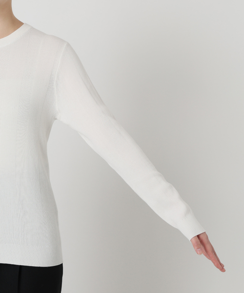 VERMEIL par iena(ヴェルメイユパーイエナ)の「ランダムRIB クルーネックロングスリーブプルオーバー(ニット/セーター・レディース・ピンク/ホワイト/ブラック・FREE)」の14枚目の写真