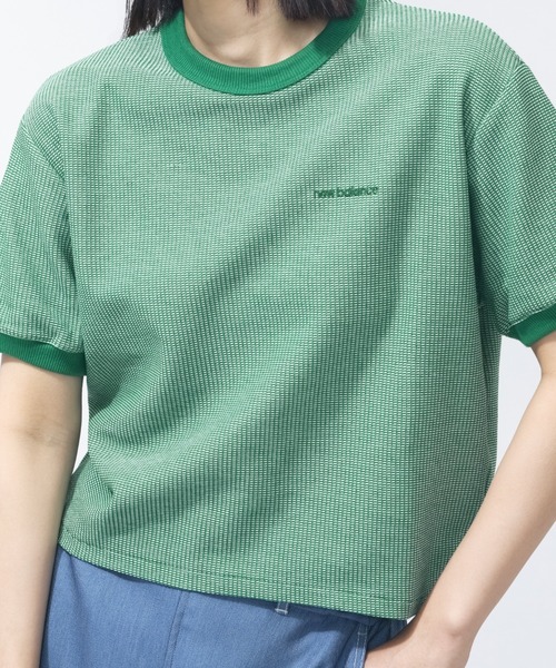 NEW BALANCE(ニューバランス)の「ニューバランス New Balance ドビーショートスリーブプルオーバー_(Tシャツ/カットソー・レディース・ダークグリーン/アイボリー/ネイビー・XL/M/S/L)」の1枚目の写真