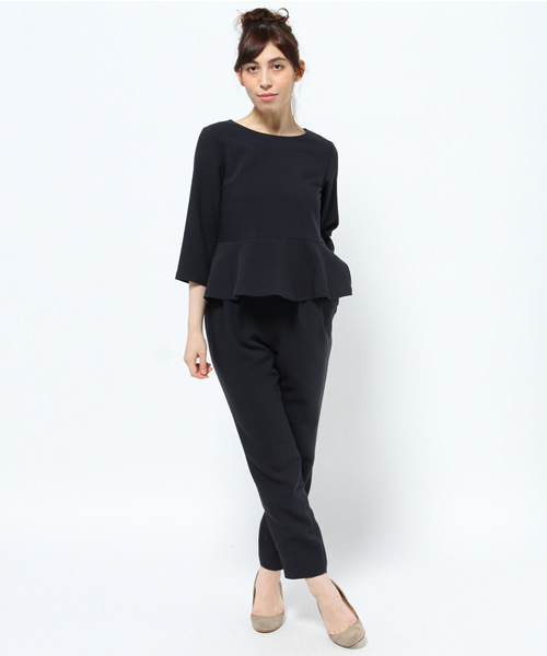 未使用 URBAN RESEARCH ペプラム　セットアップ ペプラムトップスセットアップ(S NAVY): ドレスライン｜URBAN