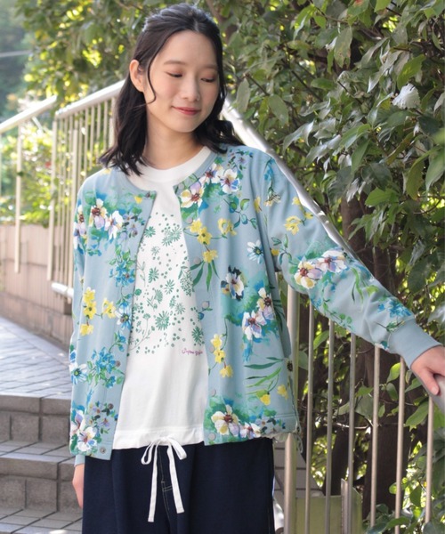 SUPER HAKKA(スーパーハッカ)の「フロラフロートプリント裏毛ドットボタンカーディガン(Tシャツ/カットソー・レディース・ブルー/杢グレー・FREE)」の5枚目の写真