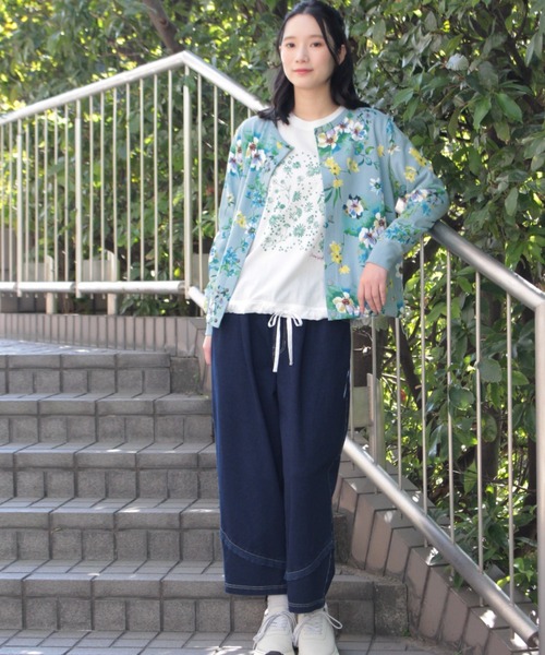 SUPER HAKKA(スーパーハッカ)の「フロラフロートプリント裏毛ドットボタンカーディガン(Tシャツ/カットソー・レディース・ブルー/杢グレー・FREE)」の7枚目の写真