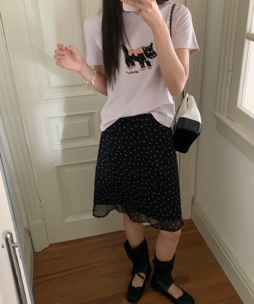 Ritzy(リッツィー)の「ドット柄ミニスカート(スカート・レディース・ブラック・M)」の1枚目の写真