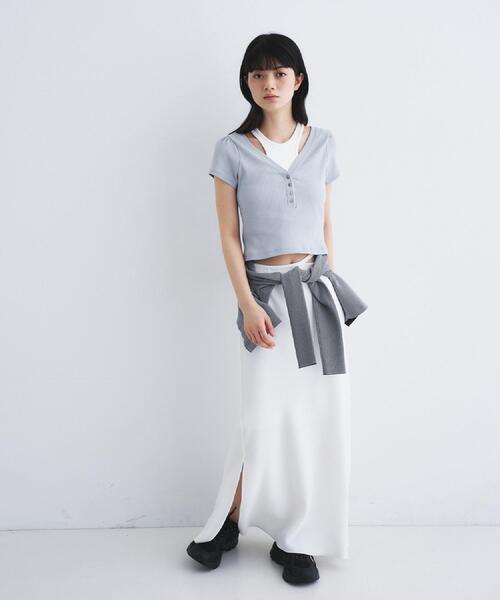 CODE A（コードエー）の「【ReRe】easy－fit long skirt（スカート・レディース・ブラック/ホワイト/ベージュ・38/36/34）」の6枚目の写真