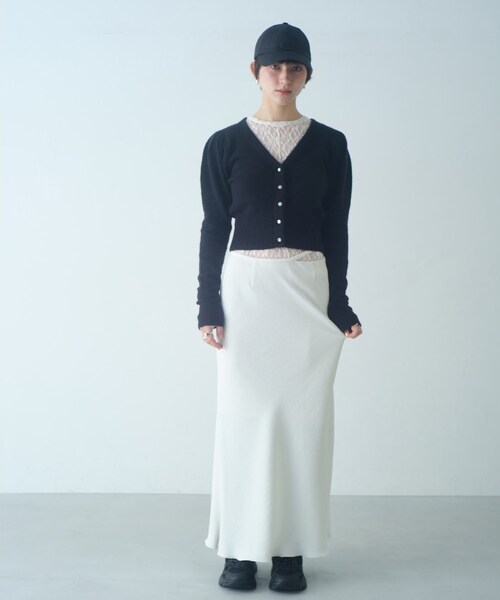 CODE A（コードエー）の「【ReRe】easy－fit long skirt（スカート・レディース・ブラック/ホワイト/ベージュ・38/36/34）」の7枚目の写真