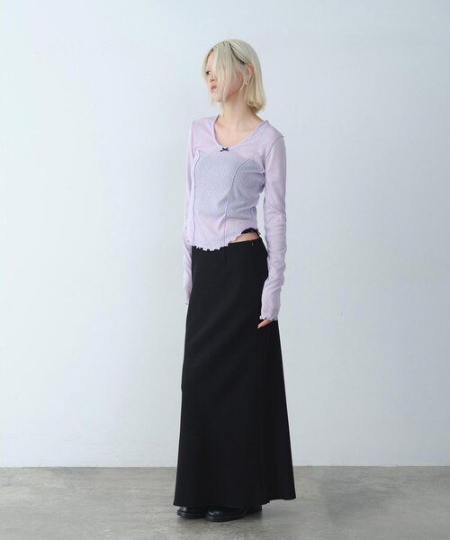 CODE A（コードエー）の「【ReRe】easy－fit long skirt（スカート・レディース・ブラック/ホワイト/ベージュ・38/36/34）」の11枚目の写真