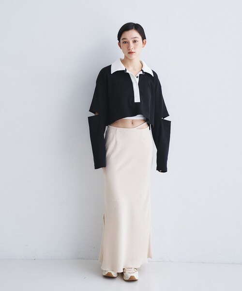 CODE A（コードエー）の「【ReRe】easy－fit long skirt（スカート・レディース・ブラック/ホワイト/ベージュ・38/36/34）」の15枚目の写真