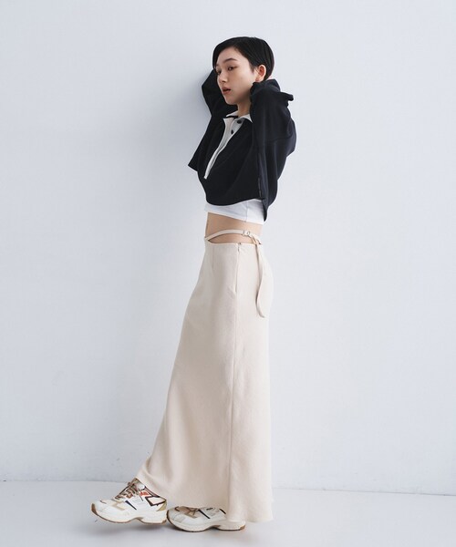 CODE A（コードエー）の「【ReRe】easy－fit long skirt（スカート・レディース・ブラック/ホワイト/ベージュ・38/36/34）」の17枚目の写真