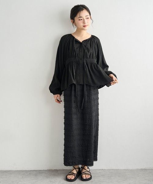 mil（ミル）の「ナロータイ ペプラム ブラウス 【587238】（シャツ/ブラウス・レディース・オフホワイト/ブラック・ONESIZE）」の17枚目の写真