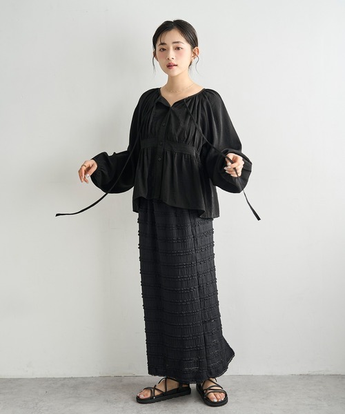 mil（ミル）の「ナロータイ ペプラム ブラウス 【587238】（シャツ/ブラウス・レディース・オフホワイト/ブラック・ONESIZE）」の20枚目の写真