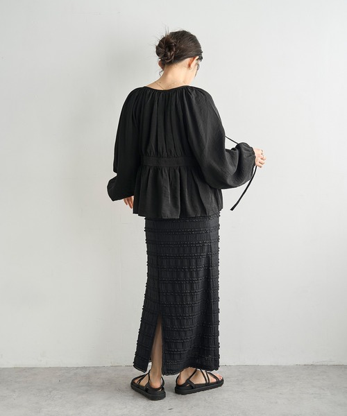 mil（ミル）の「ナロータイ ペプラム ブラウス 【587238】（シャツ/ブラウス・レディース・オフホワイト/ブラック・ONESIZE）」の22枚目の写真