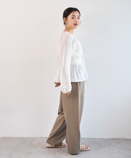 mil（ミル）の「ナロータイ ペプラム ブラウス 【587238】（シャツ/ブラウス・レディース・オフホワイト/ブラック・ONESIZE）」の8枚目の写真