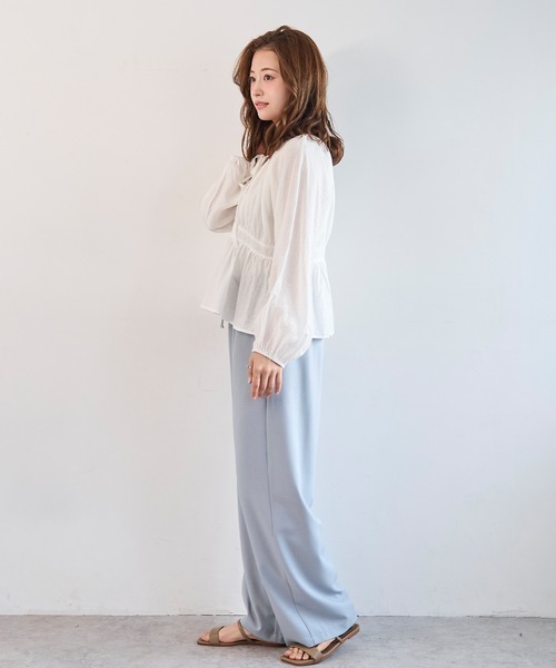 mil（ミル）の「ナロータイ ペプラム ブラウス 【587238】（シャツ/ブラウス・レディース・オフホワイト/ブラック・ONESIZE）」の15枚目の写真