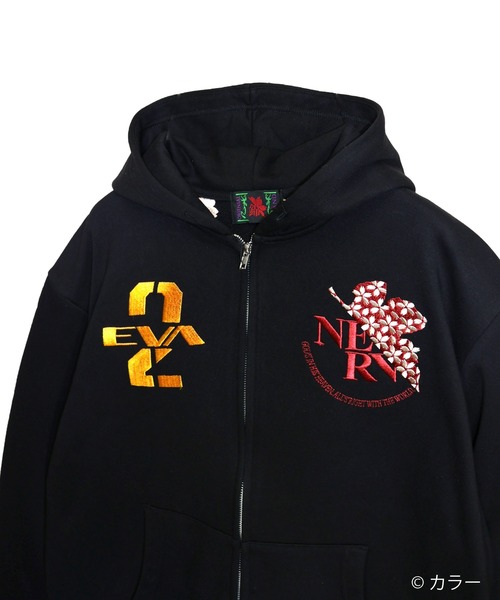 PANDIESTA(パンディエスタ)の「EVANGELION×錦 / ヱヴァンゲリヲン×ニシキ 月下桜2号機パーカー(M2)(パーカー・メンズ・ブラック・L/M/XXL/XL)」の4枚目の写真