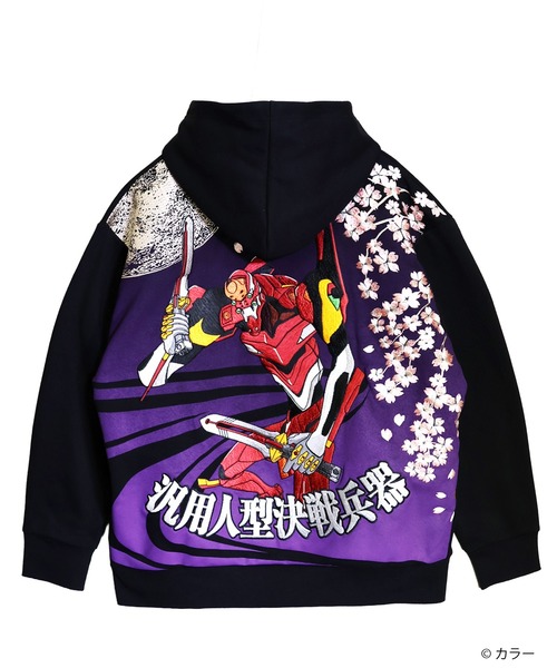 PANDIESTA(パンディエスタ)の「EVANGELION×錦 / ヱヴァンゲリヲン×ニシキ 月下桜2号機パーカー(M2)(パーカー・メンズ・ブラック・L/M/XXL/XL)」の5枚目の写真
