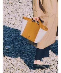 Tメタルキャンバスエコレザーコンビトートバッグ