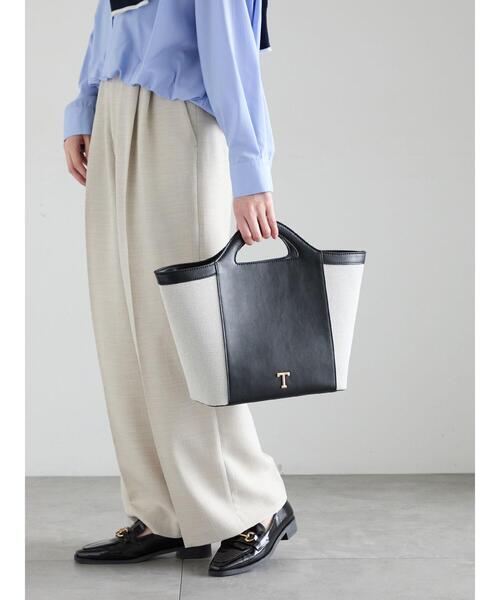 Te chichi（テチチ）の「Tメタルキャンバスエコレザーコンビトートバッグ（ハンドバッグ・レディース・ブラック/ベージュ・F）」の5枚目の写真