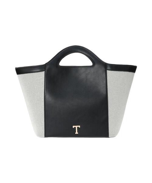 Te chichi（テチチ）の「Tメタルキャンバスエコレザーコンビトートバッグ（ハンドバッグ・レディース・ブラック/ベージュ・F）」の6枚目の写真