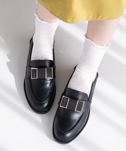 JELLY BEANS(ジェリービーンズ)の「メタルパーツリボンローファーシューズ(210-61394)JELLY BEANS(ジェリービーンズ)(ローファー・レディース・ブラック/ベージュ・S/M/L/LL)」の11枚目の写真