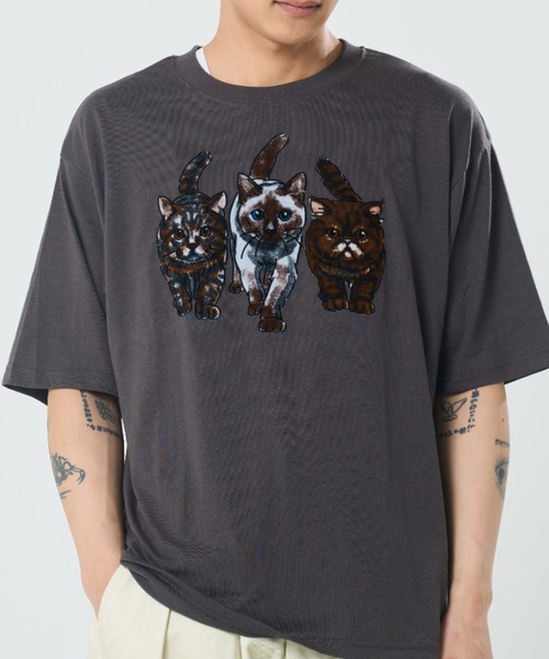 CORISCO（コリスコ）の「フロッキーアニマル柄TEE(M1)（Tシャツ/カットソー・メンズ・ホワイト/ブラック/チャコールグレー・X-LARGE/LARGE/MEDIUM）」の3枚目の写真
