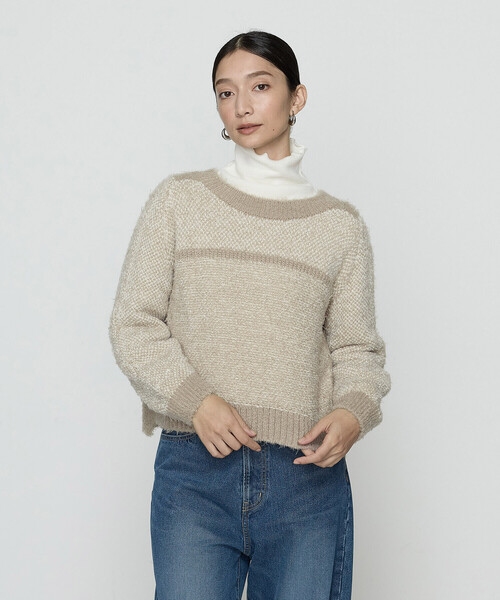 Gabardine K.T(ギャバジンケーティー)の「〔 +サイズ 〕 ふわもこモールシャギーヤーン ファーセーター(ニット/セーター・レディース・グレー/ベージュ・15号)」の1枚目の写真