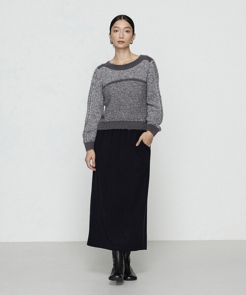 Gabardine K.T(ギャバジンケーティー)の「〔 +サイズ 〕 ふわもこモールシャギーヤーン ファーセーター(ニット/セーター・レディース・グレー/ベージュ・15号)」の3枚目の写真