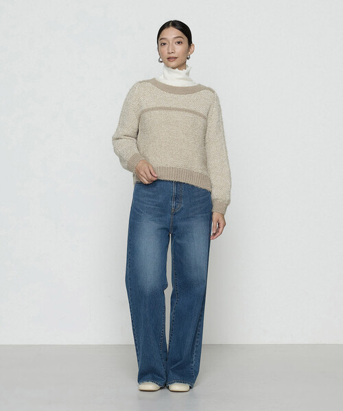 Gabardine K.T(ギャバジンケーティー)の「〔 +サイズ 〕 ふわもこモールシャギーヤーン ファーセーター(ニット/セーター・レディース・グレー/ベージュ・15号)」の5枚目の写真