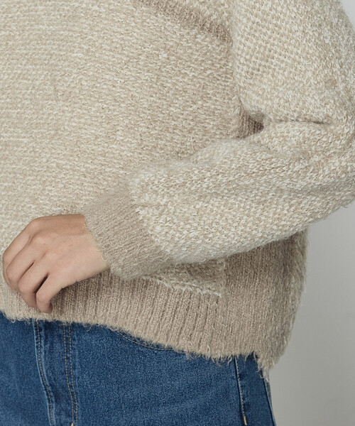 Gabardine K.T(ギャバジンケーティー)の「〔 +サイズ 〕 ふわもこモールシャギーヤーン ファーセーター(ニット/セーター・レディース・グレー/ベージュ・15号)」の13枚目の写真