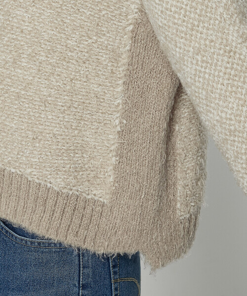 Gabardine K.T(ギャバジンケーティー)の「〔 +サイズ 〕 ふわもこモールシャギーヤーン ファーセーター(ニット/セーター・レディース・グレー/ベージュ・15号)」の14枚目の写真