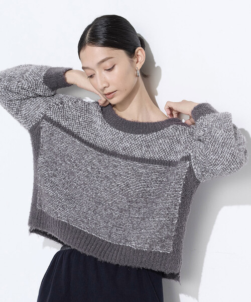 Gabardine K.T(ギャバジンケーティー)の「〔 +サイズ 〕 ふわもこモールシャギーヤーン ファーセーター(ニット/セーター・レディース・グレー/ベージュ・15号)」の17枚目の写真
