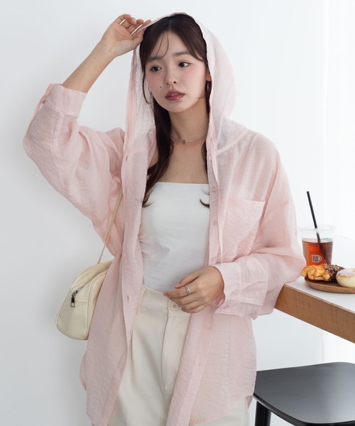 WEGO(ウィゴー)の「WEGO/【26年春新作】シアーフードシャツ(シャツ/ブラウス・レディース・ブルー/アイボリー/ライトイエロー/ライトピンク/チャコール・FREE)」の13枚目の写真