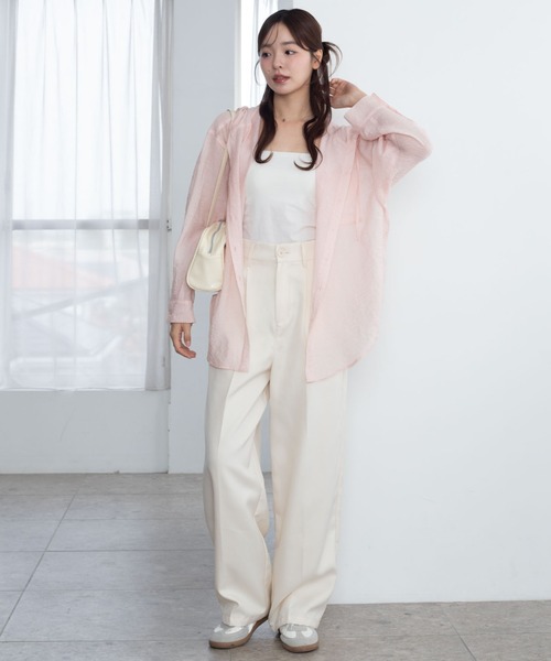 WEGO(ウィゴー)の「WEGO/【26年春新作】シアーフードシャツ(シャツ/ブラウス・レディース・ブルー/アイボリー/ライトイエロー/ライトピンク/チャコール・FREE)」の16枚目の写真