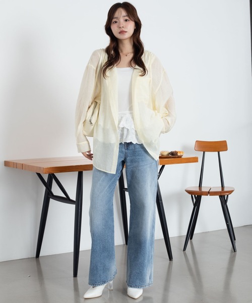 WEGO(ウィゴー)の「WEGO/【26年春新作】シアーフードシャツ(シャツ/ブラウス・レディース・ブルー/アイボリー/ライトイエロー/ライトピンク/チャコール・FREE)」の17枚目の写真