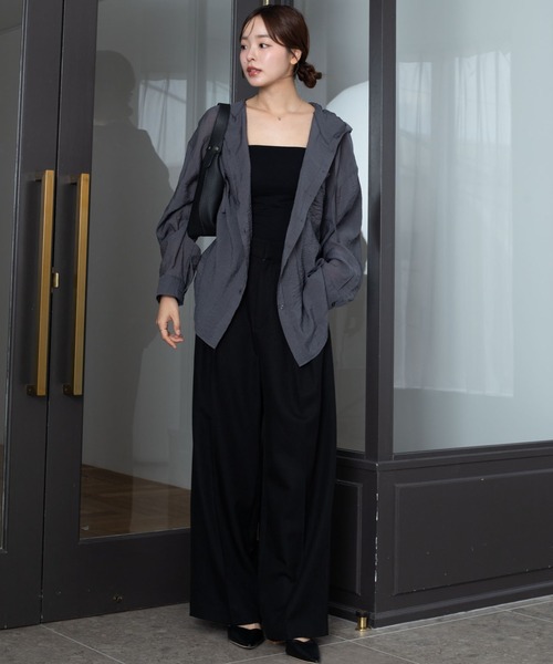 WEGO(ウィゴー)の「WEGO/【26年春新作】シアーフードシャツ(シャツ/ブラウス・レディース・ブルー/アイボリー/ライトイエロー/ライトピンク/チャコール・FREE)」の19枚目の写真