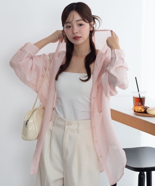 WEGO(ウィゴー)の「WEGO/【26年春新作】シアーフードシャツ(シャツ/ブラウス・レディース・ブルー/アイボリー/ライトイエロー/ライトピンク/チャコール・FREE)」の15枚目の写真