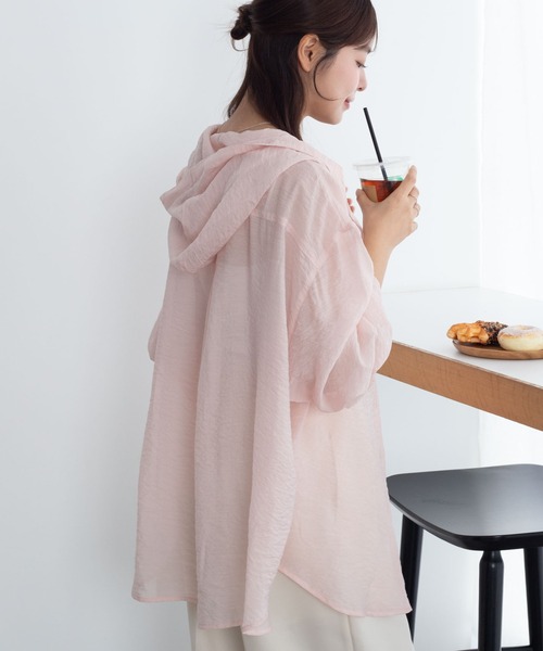 WEGO(ウィゴー)の「WEGO/【26年春新作】シアーフードシャツ(シャツ/ブラウス・レディース・ブルー/アイボリー/ライトイエロー/ライトピンク/チャコール・FREE)」の12枚目の写真