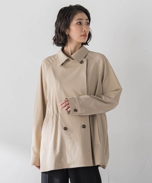 la.f…(ラエフ)の「シャンブレーショートトレンチ(トレンチコート・レディース・ベージュ/ネイビー・9号/7号)」の3枚目の写真