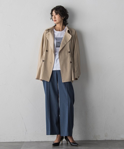 la.f…(ラエフ)の「シャンブレーショートトレンチ(トレンチコート・レディース・ベージュ/ネイビー・9号/7号)」の21枚目の写真