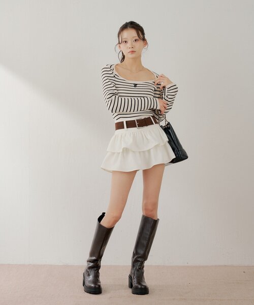 Chico（チコ）の「ベルト付きローウエストティアードスカート（スカート・レディース・ベージュ/ホワイト/ブラック・FREE）」の16枚目の写真