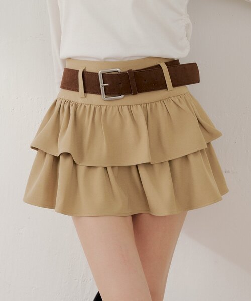 Chico（チコ）の「ベルト付きローウエストティアードスカート（スカート・レディース・ベージュ/ホワイト/ブラック・FREE）」の9枚目の写真