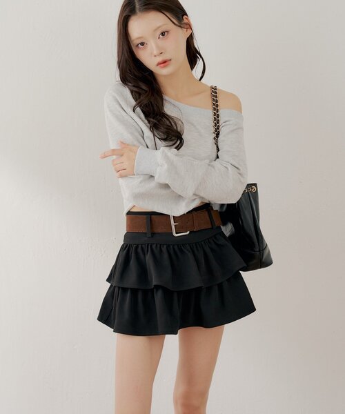 Chico（チコ）の「ベルト付きローウエストティアードスカート（スカート・レディース・ベージュ/ホワイト/ブラック・FREE）」の13枚目の写真