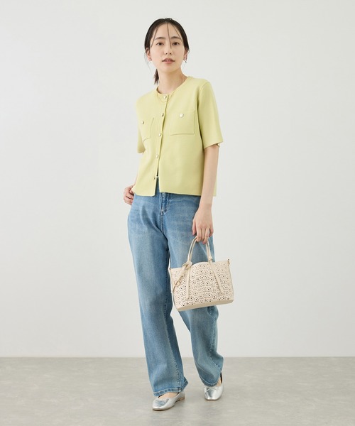 ROPE' PICNIC（ロペピクニック）の「ミラノリブ金ボタン半袖カーディガン（カーディガン/ボレロ・レディース・サックスブルー/ミント/ネイビー/オフホワイト・FREE）」の16枚目の写真