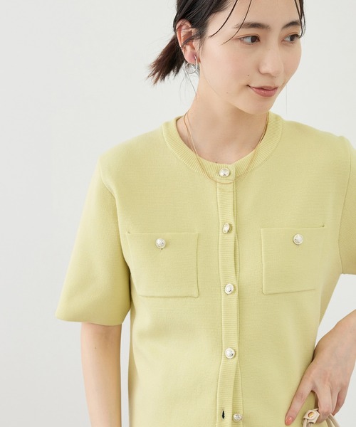 ROPE' PICNIC（ロペピクニック）の「ミラノリブ金ボタン半袖カーディガン（カーディガン/ボレロ・レディース・サックスブルー/ミント/ネイビー/オフホワイト・FREE）」の18枚目の写真