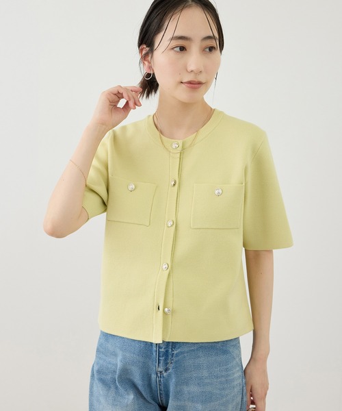 ROPE' PICNIC（ロペピクニック）の「ミラノリブ金ボタン半袖カーディガン（カーディガン/ボレロ・レディース・サックスブルー/ミント/ネイビー/オフホワイト・FREE）」の19枚目の写真