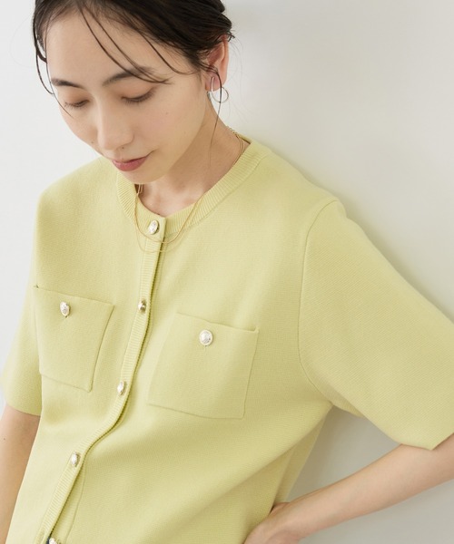 ROPE' PICNIC（ロペピクニック）の「ミラノリブ金ボタン半袖カーディガン（カーディガン/ボレロ・レディース・サックスブルー/ミント/ネイビー/オフホワイト・FREE）」の20枚目の写真