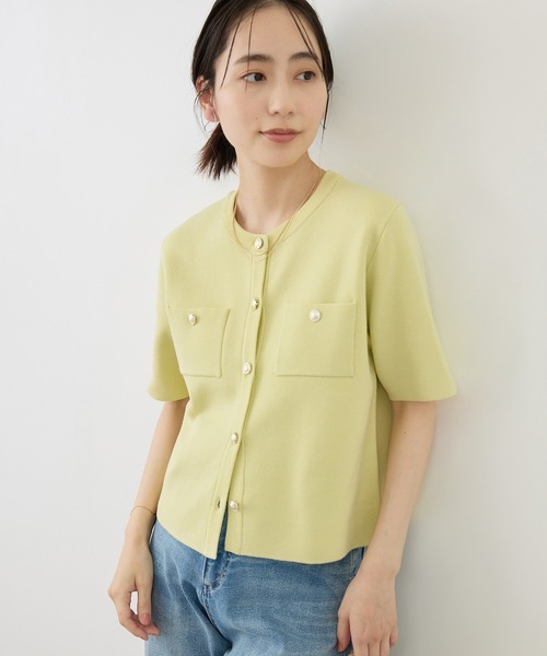 ROPE' PICNIC（ロペピクニック）の「ミラノリブ金ボタン半袖カーディガン（カーディガン/ボレロ・レディース・サックスブルー/ミント/ネイビー/オフホワイト・FREE）」の21枚目の写真