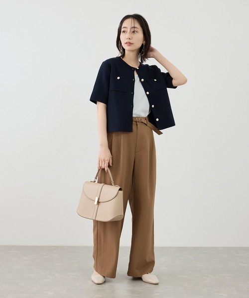 ROPE' PICNIC(ロペピクニック)の「ミラノリブ金ボタン半袖カーディガン(カーディガン/ボレロ・レディース・サックスブルー/ミント/ネイビー/オフホワイト・FREE)」の22枚目の写真