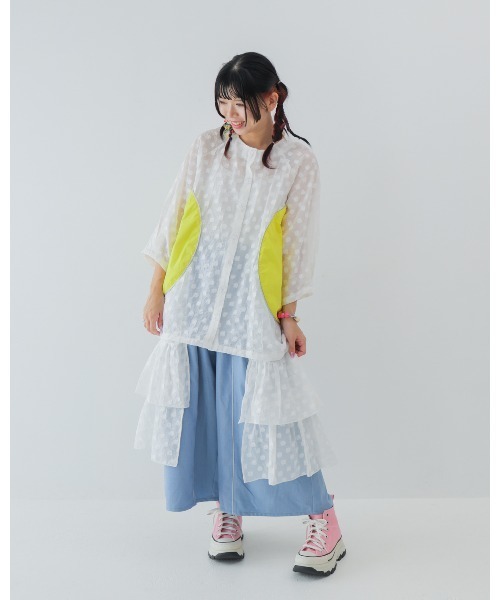 unica（ユニカ）の「alphabetオーガンジースカートパンツ  laides（その他パンツ・レディース・ネイビー/チャコールグレー×ブラック/ライトブルー・F）」の5枚目の写真