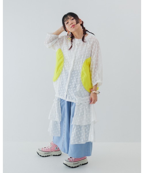 unica（ユニカ）の「alphabetオーガンジースカートパンツ  laides（その他パンツ・レディース・ネイビー/チャコールグレー×ブラック/ライトブルー・F）」の7枚目の写真